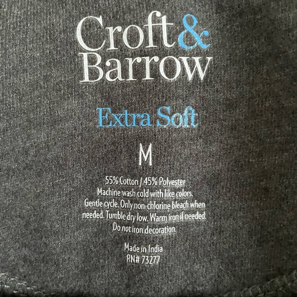 Croft & Barrow Men's Charcoal Gray 1/4 Zip Fleece Pullover Sweater Size M - Picture 4 of 8